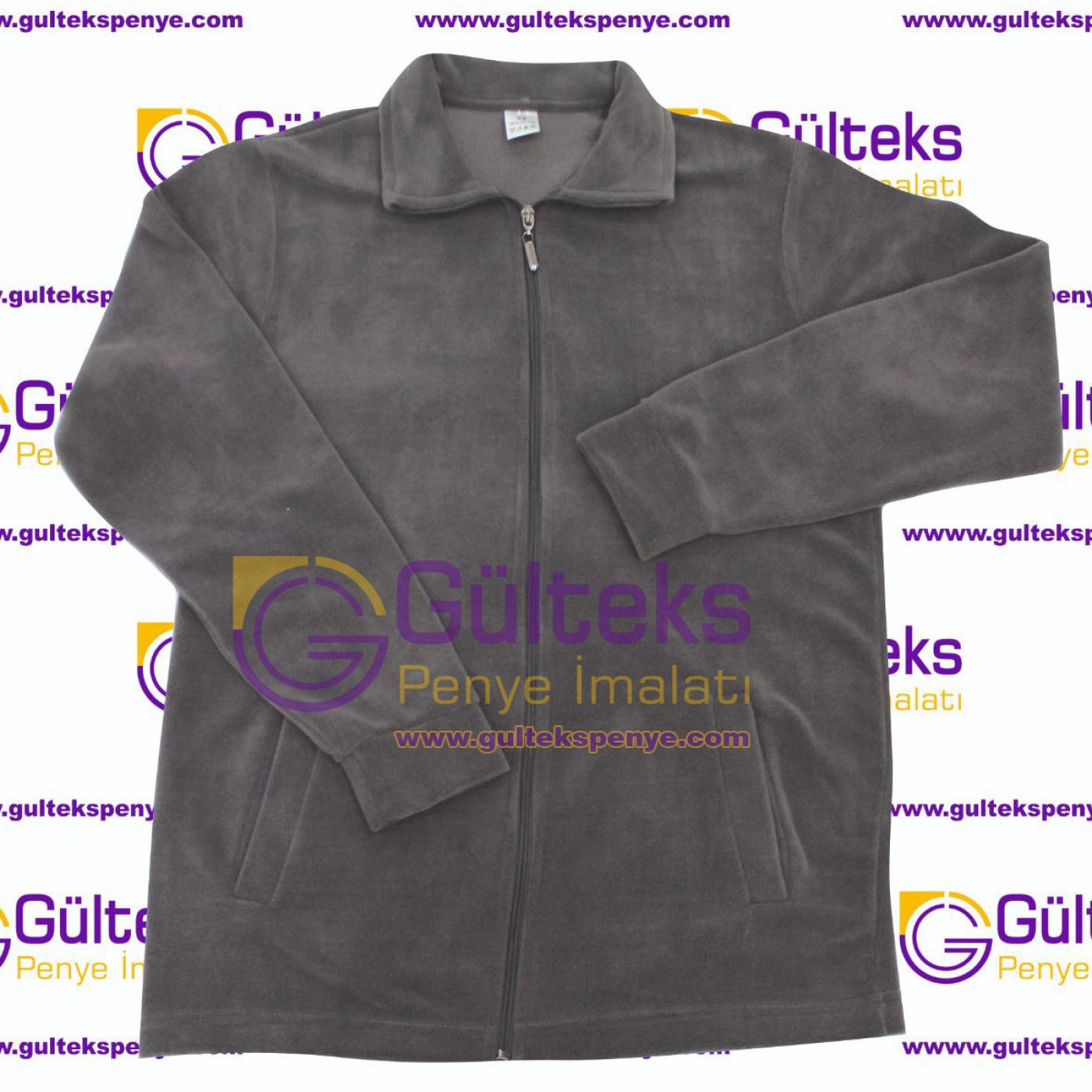 Dik Yaka Fermuarlı Polar Sweatshirt Antrasit Gri-Dik-Yaka-Dik-Yaka-Fermuarli-Polar-Ceket-Sweatshirt-2